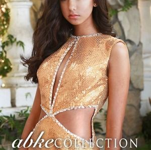 Gold Dress with Cut Outs - Prom / Pageant